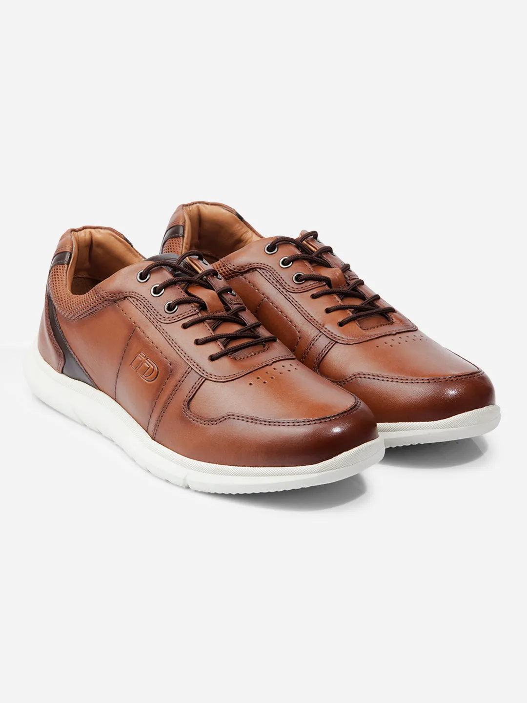 Men Tan Leather Sneaker (ID3086)