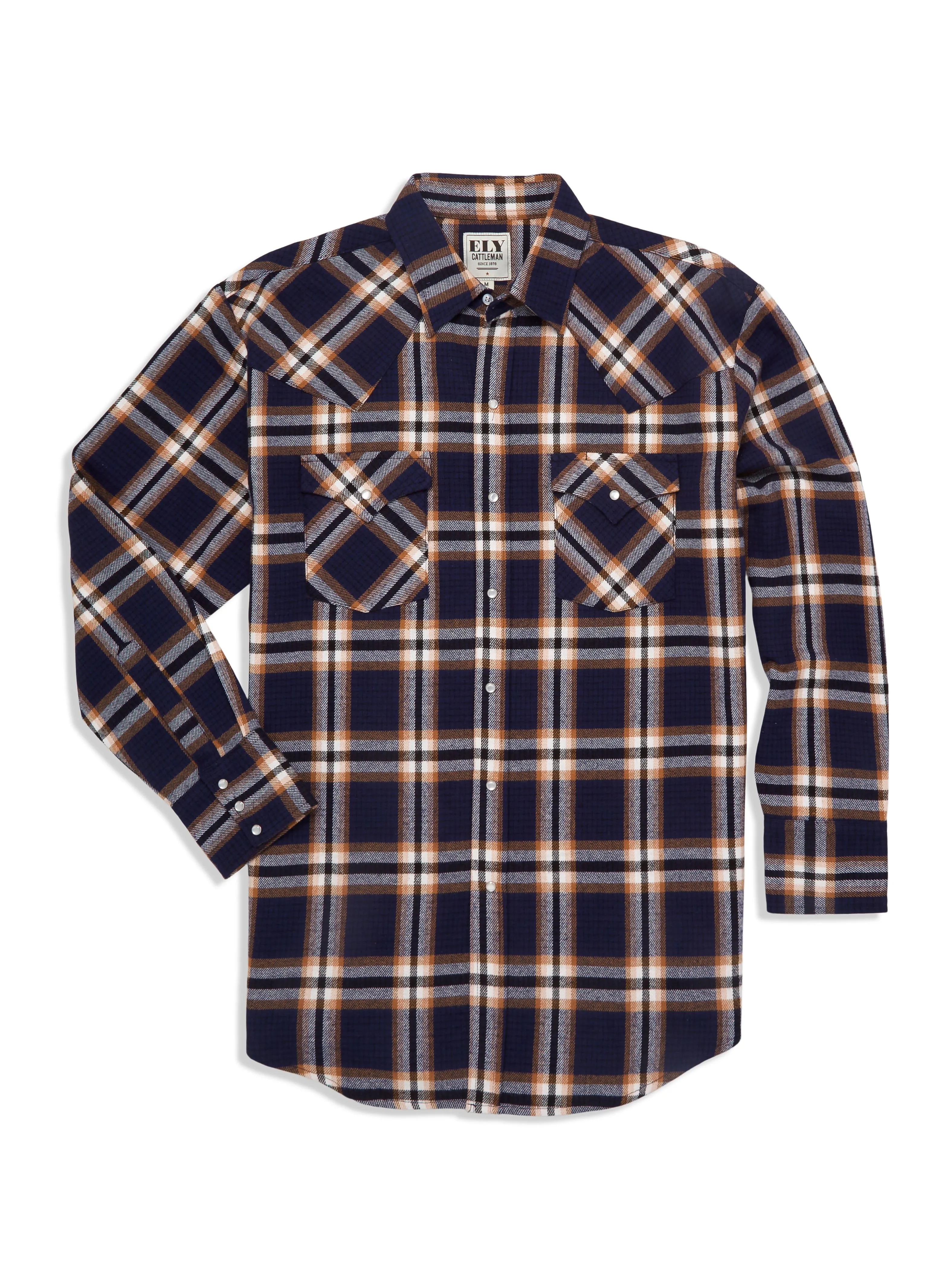 Men's Ely Cattleman Long Sleeve Brawny Flannel Western Snap Shirt