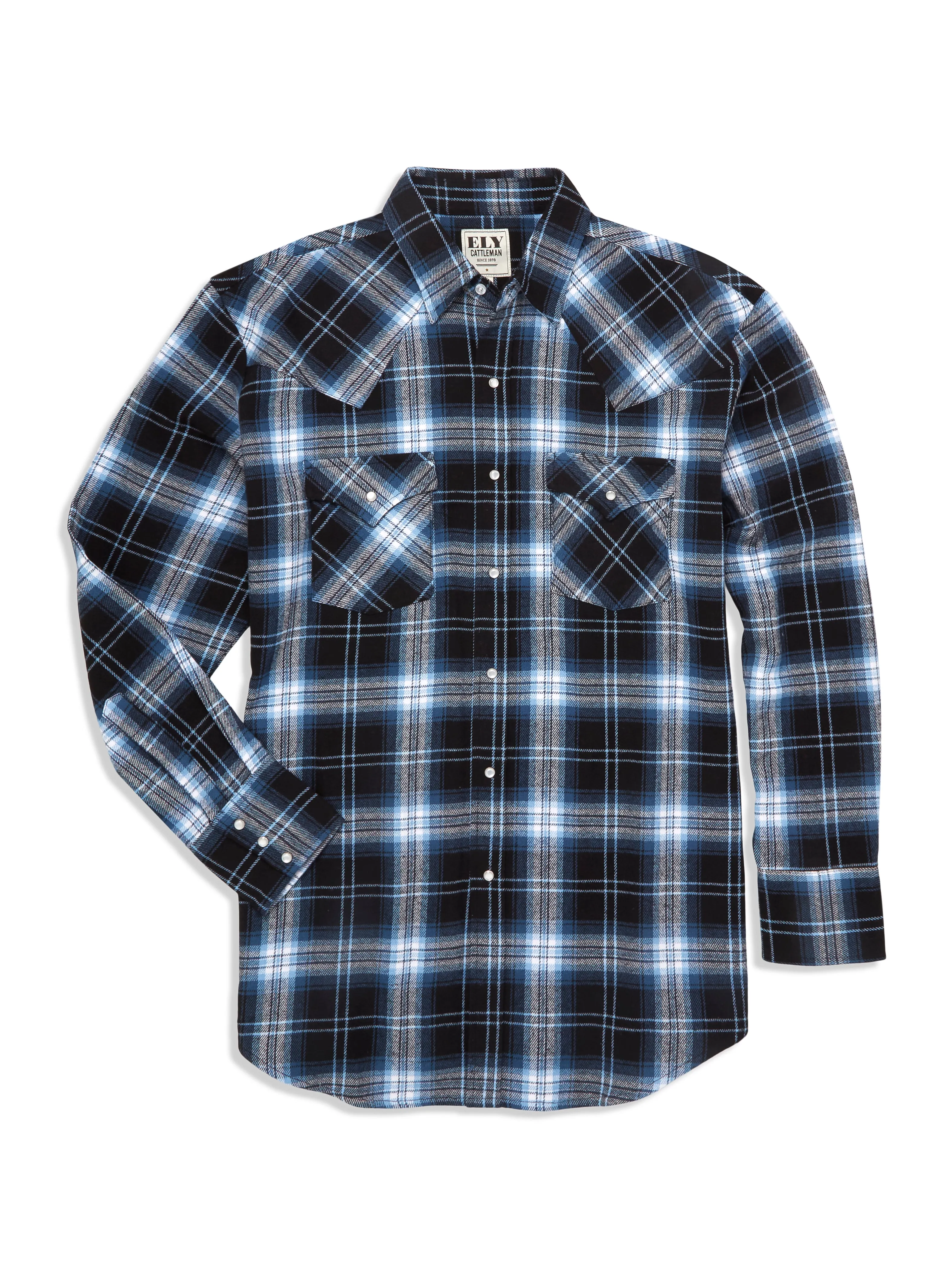 Men's Ely Cattleman Long Sleeve Brawny Flannel Western Snap Shirt