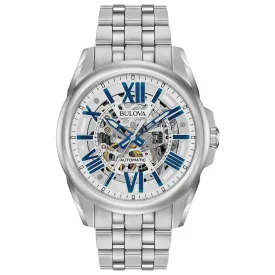 MEN'S STAINLESS STEEL BULOVA SUTTON WATCH WITH SKELETON DIAL