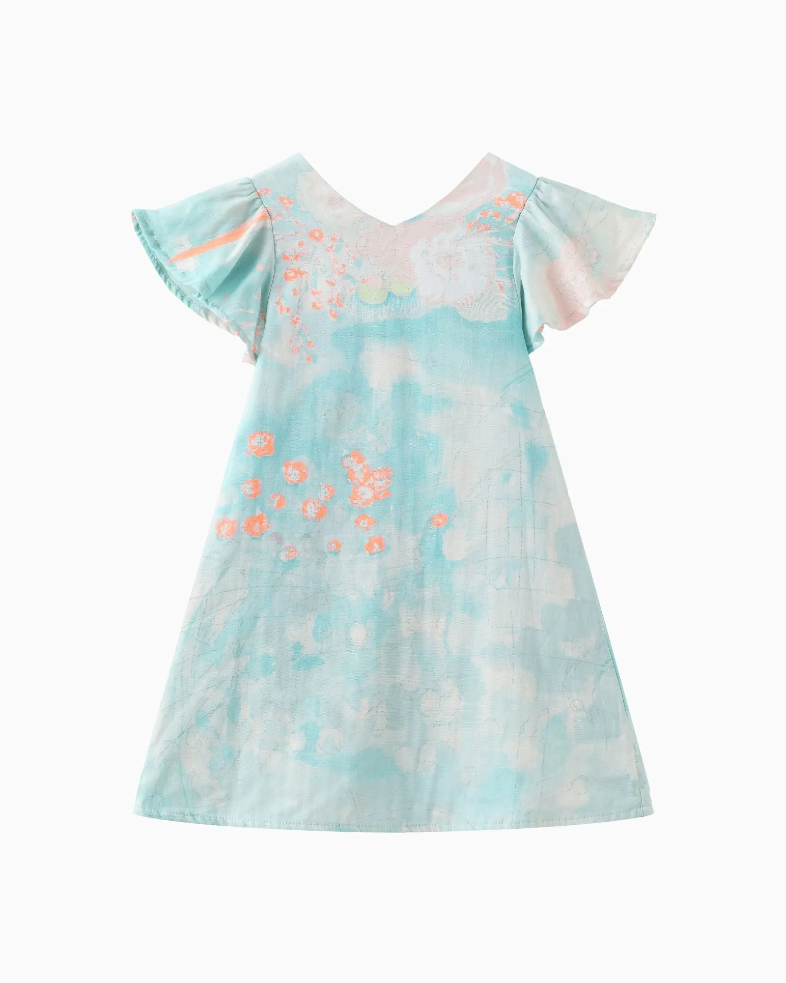 Moms Watercolor Floral Flutter Dress