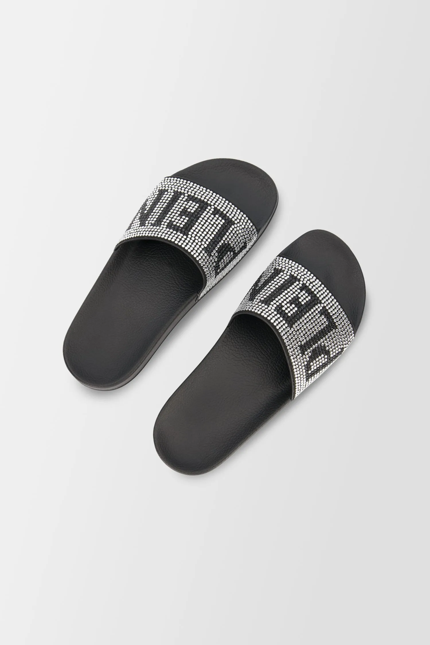 Philipp Plein Black Crystal Plein Flat Gummy Slides