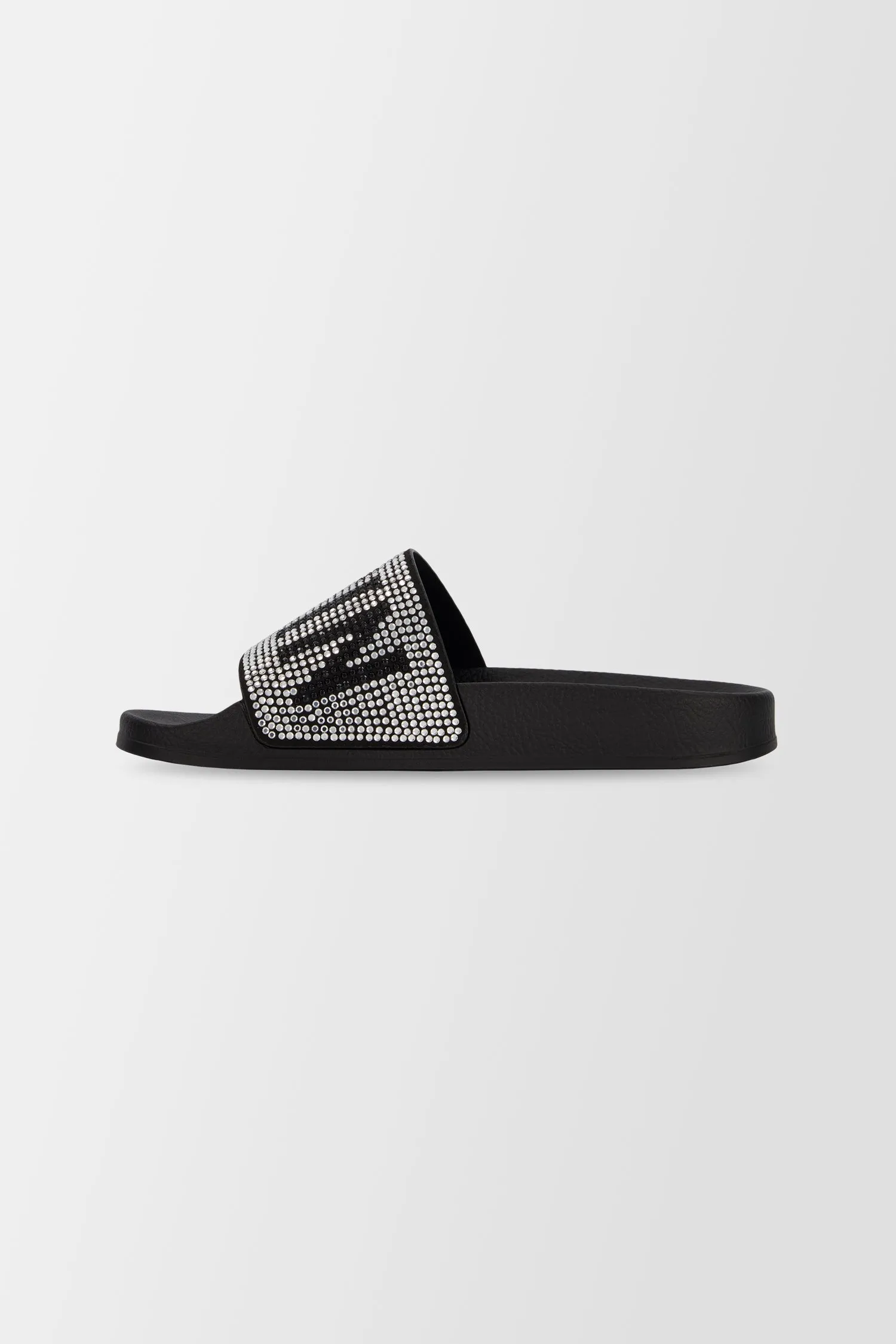 Philipp Plein Black Crystal Plein Flat Gummy Slides