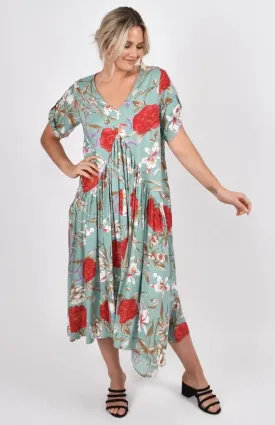 PQ Collection S/S Peak Front Maxi Dress Green Rose