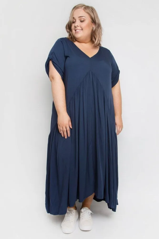 PQ Collection S/S Peak Maxi Dress Navy