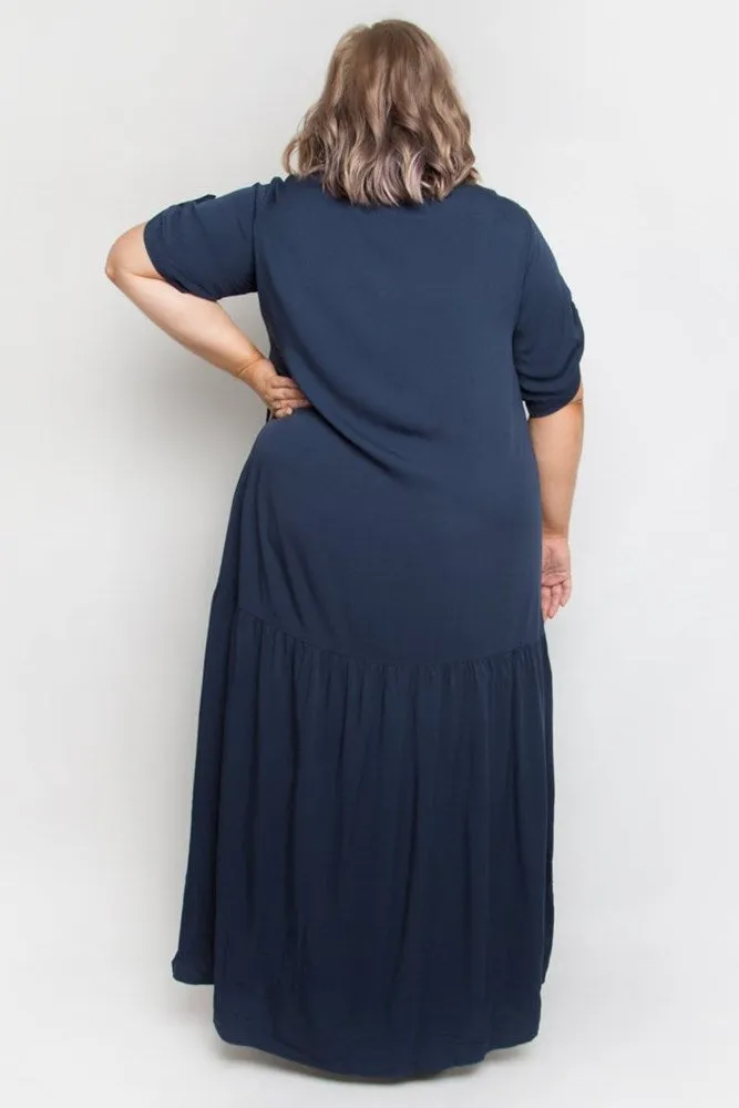 PQ Collection S/S Peak Maxi Dress Navy