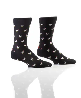 "Mini Chicken" Cotton Dress Crew Socks by YO Sox -Large