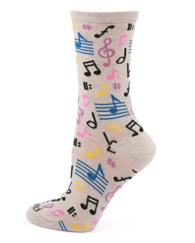 "Musical Notes" Crew Bamboo Socks by Me Moí