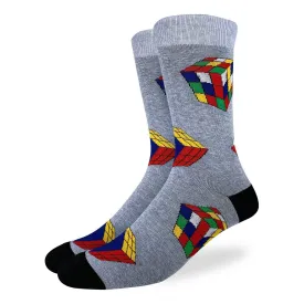 "Rubik's Cube" Cotton Crew Socks by Good Luck Sock