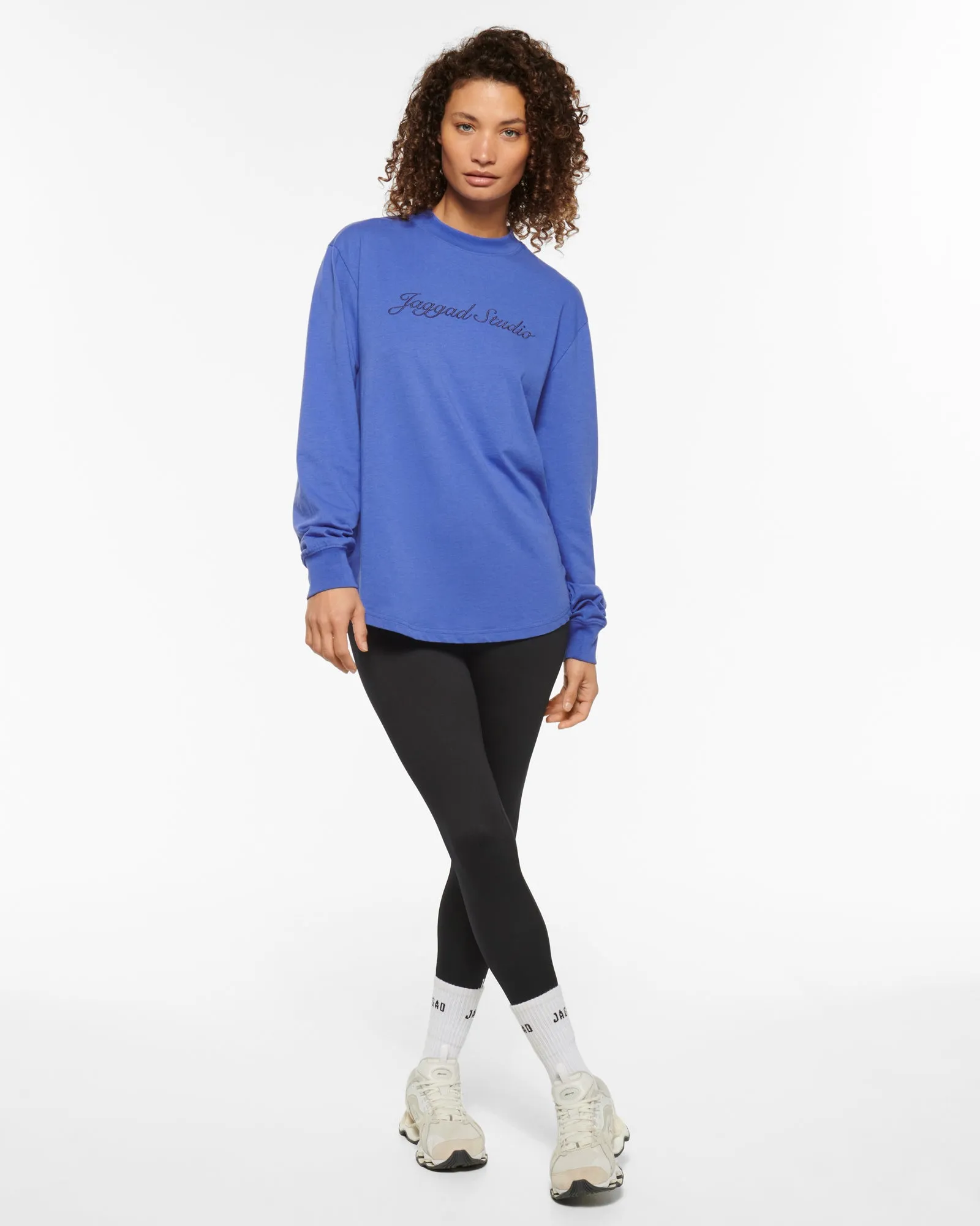 SCRIPT OVERSIZED LONG SLEEVE TEE BLUE