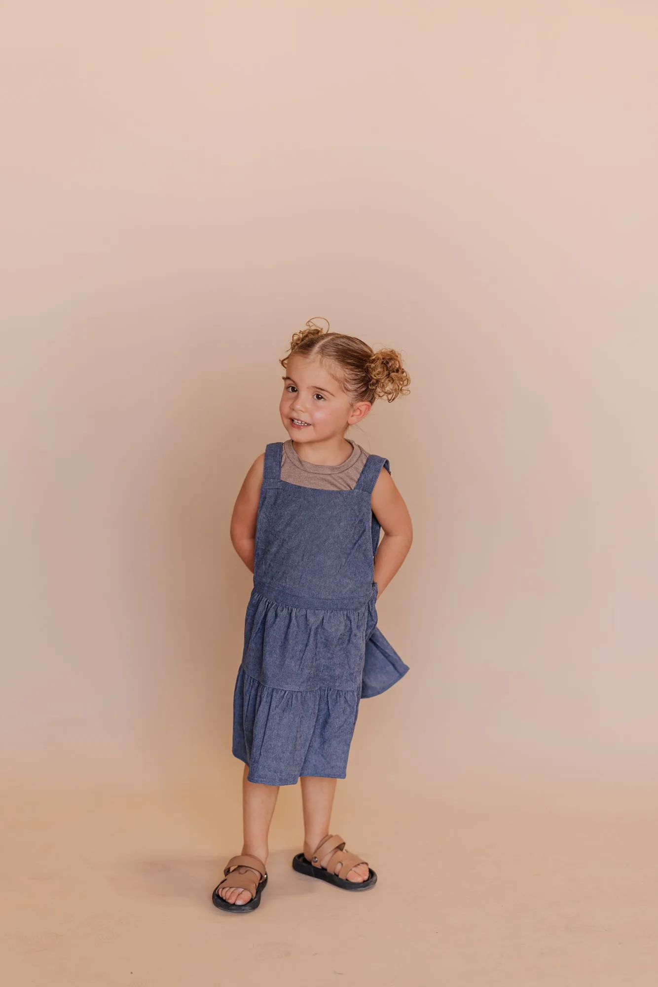 Shay Overall Dress in Denim Blue - Kids