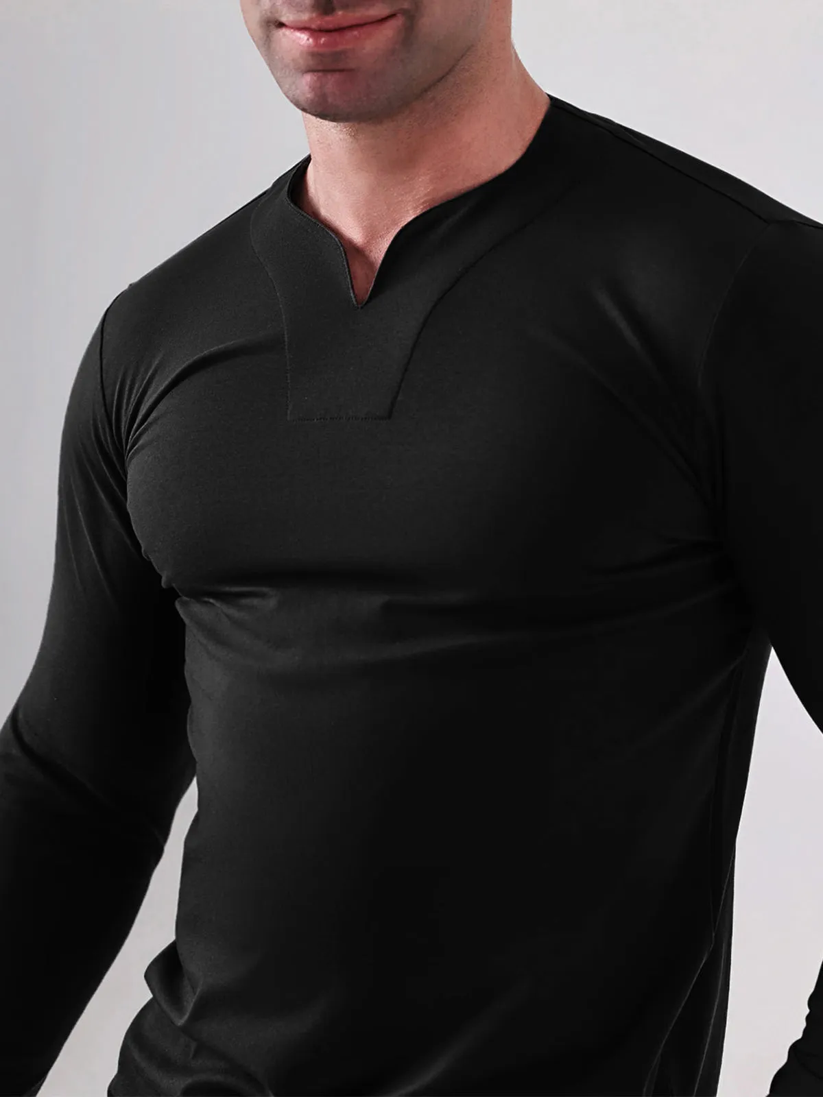 Society V-neck Cotton Long Sleeve Shirt