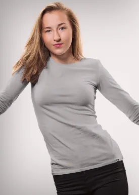 Solid Women Full Sleeve T-Shirt - Ash Grey