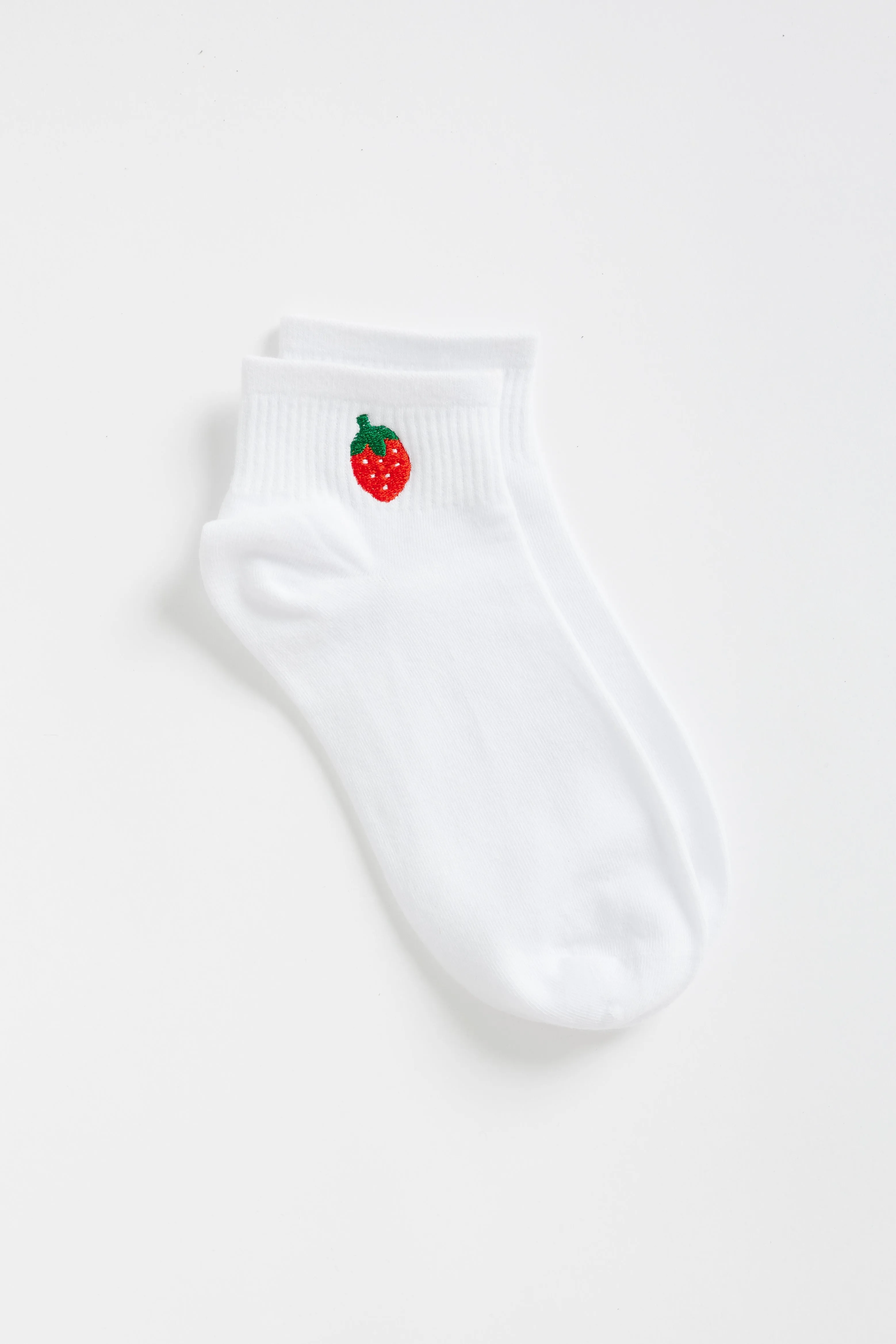 Strawberry Embroidered Quarter Sock