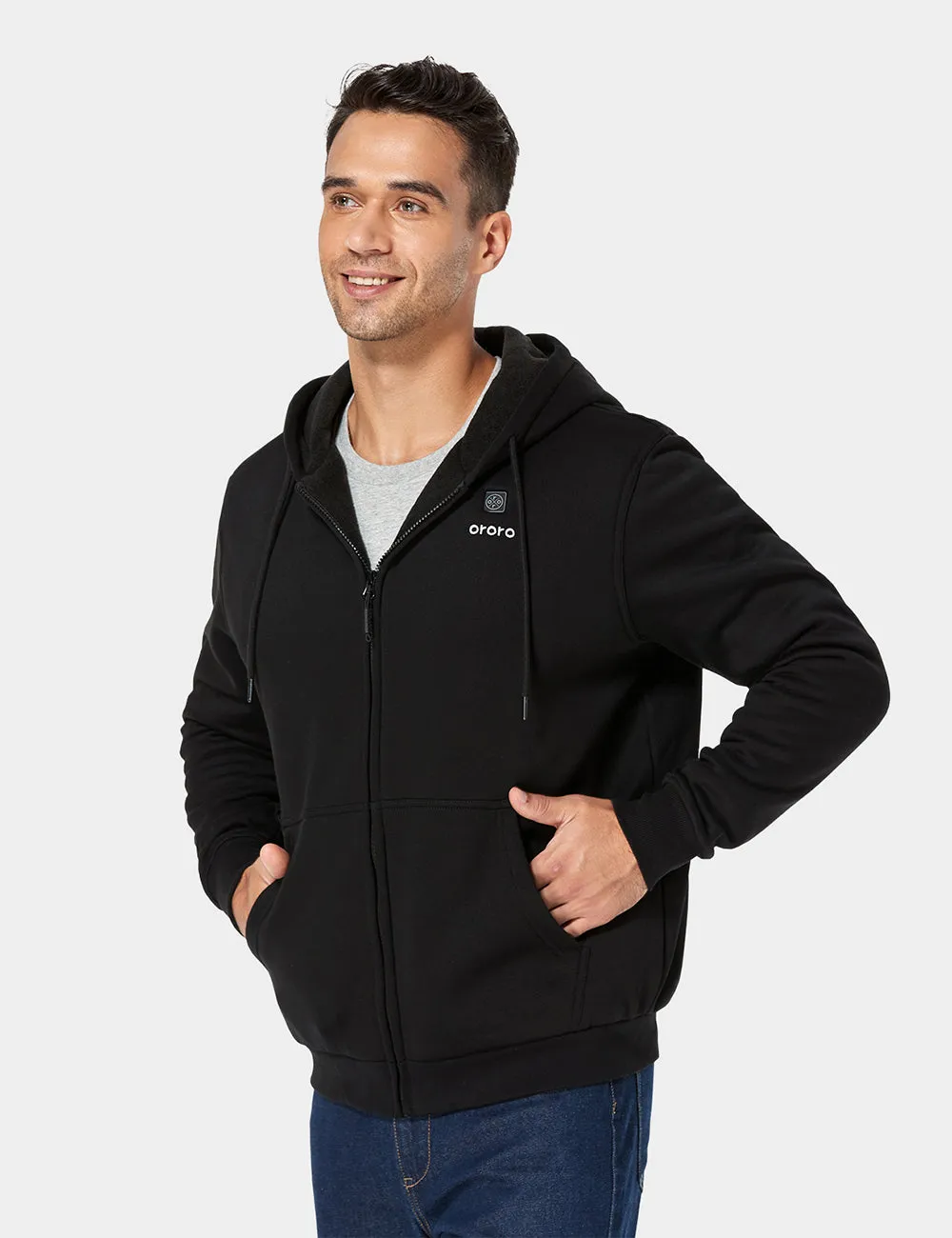 Unisex Heated Fleece Hoodie - Flecking Gray/Black (Apparel Only)