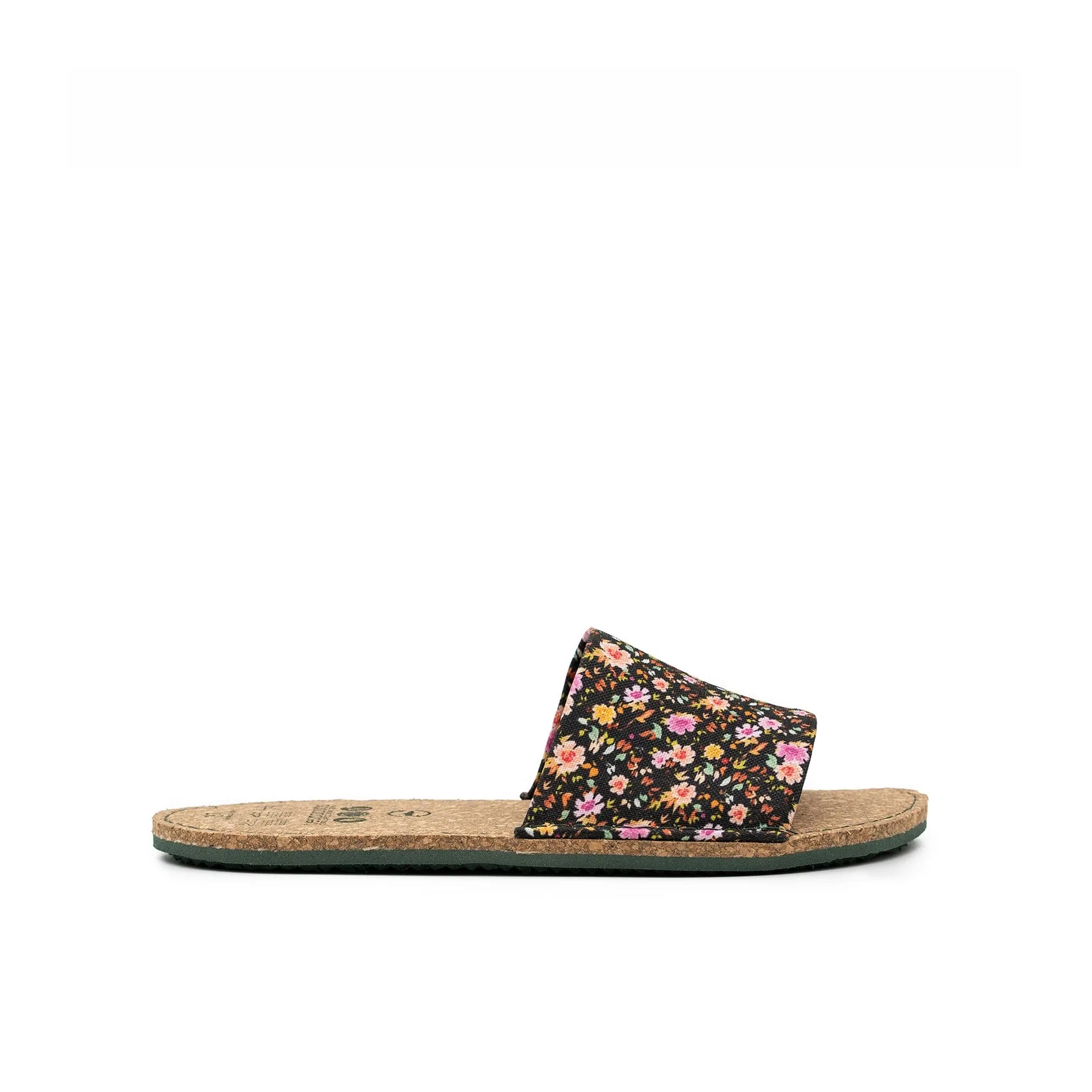 Vegan sandal black flowers BEA021