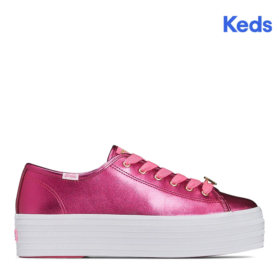 Women's Barbie Triple Up Metallic Leather Sneaker Pink (WH68064)