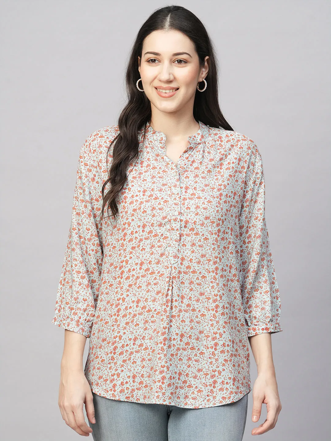 Women's Blue Viscose Regular Fit Blouse