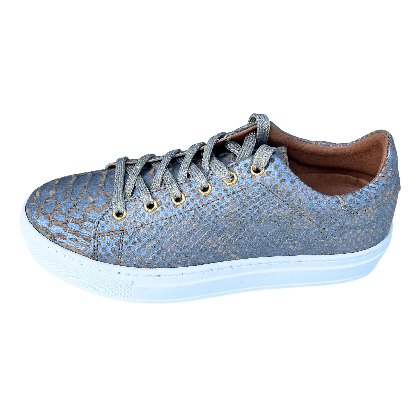 Women's Cork Piton Sneaker in Silver