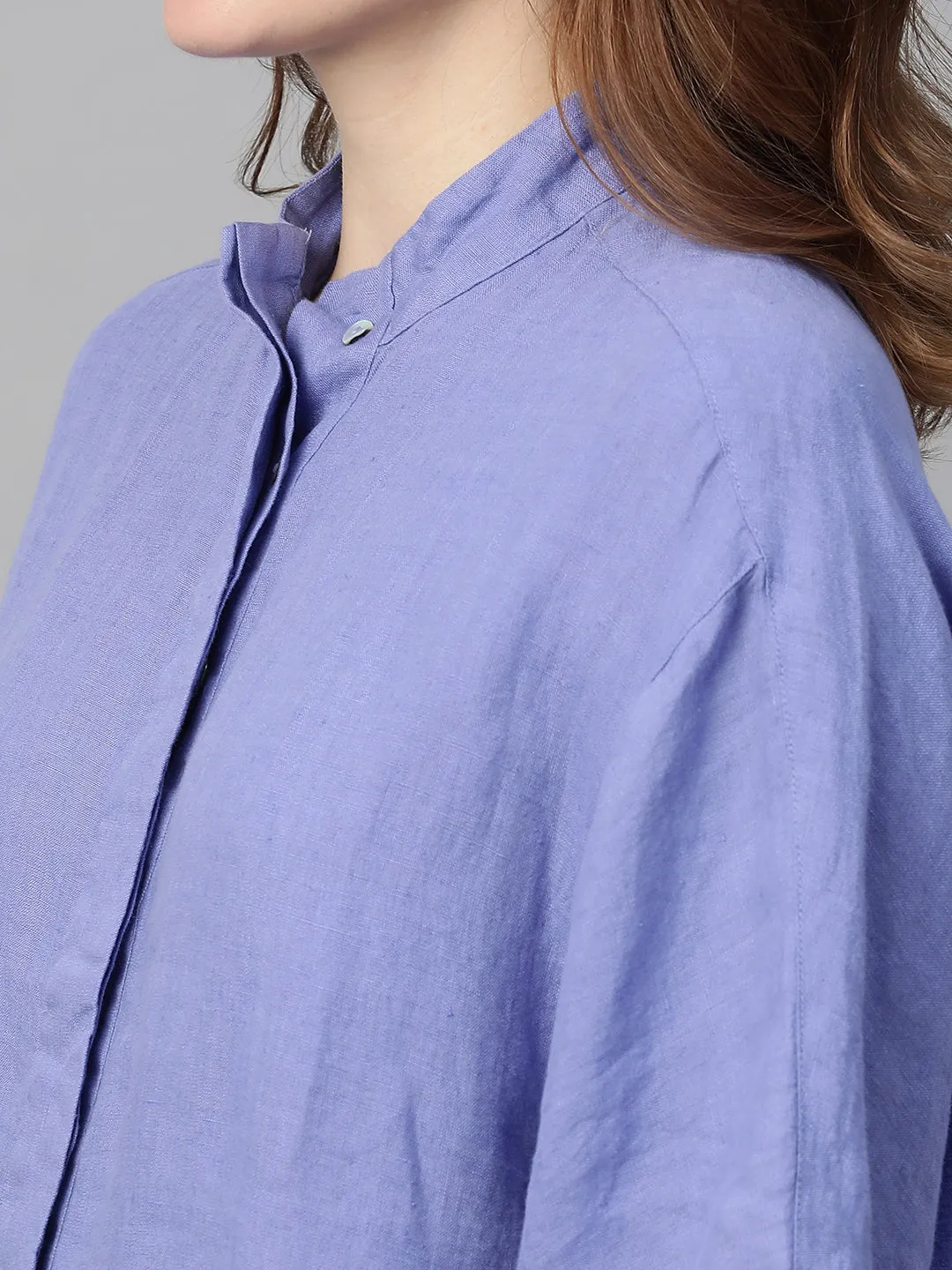 Women's Lilac Linen Regular Fit Blouse