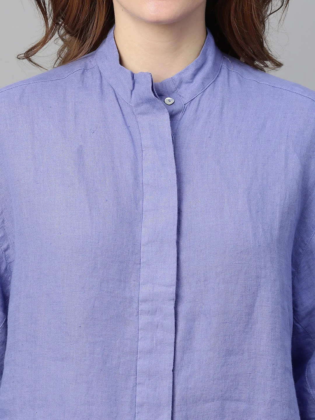 Women's Lilac Linen Regular Fit Blouse