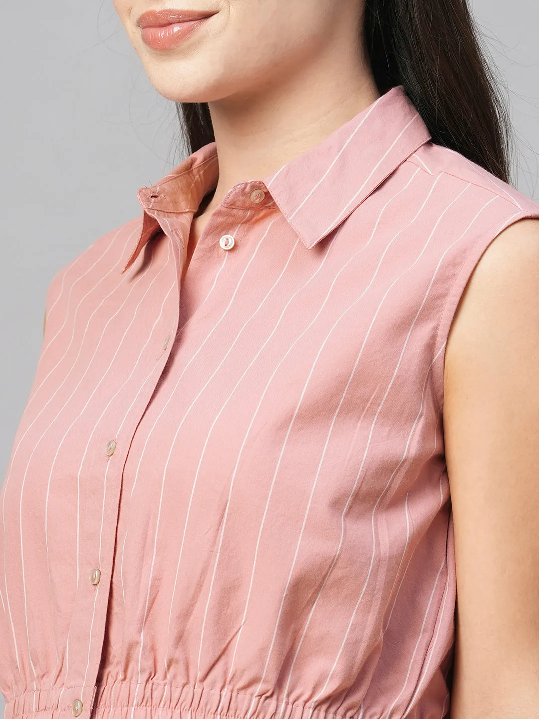 Women's Pink Cotton Regular Fit Blouse